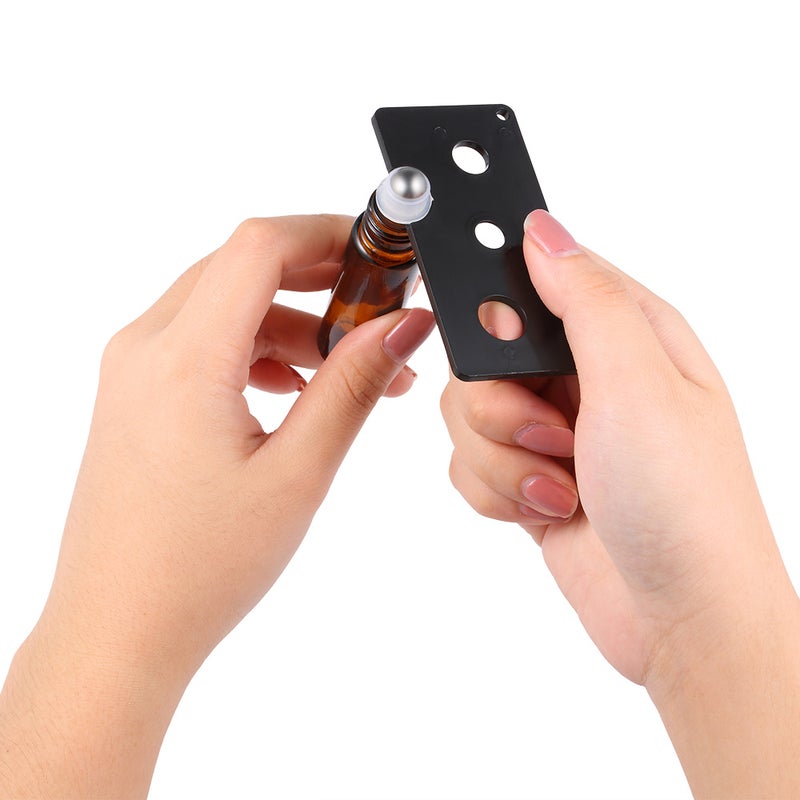 10 زجاجات ببكرة دوارة من الستانلس ستيل للزيت العطري برائحة العنبر متعدد الألوان 16 x 4 x 14سم - Image 3