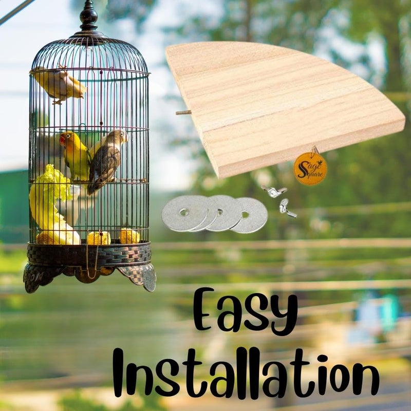 Sage Square 8inch/20 cm Light Weight Natural Wood Corner Platform/Perch/Stand Bird Toy for Sun Conure, Pionus, Quaker Parrot, Cockatiel, Finch, Canary, Lovebird, Budgerigar, Budgeri - Image 4