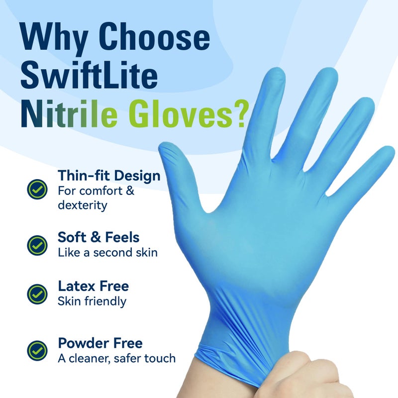 SWIFTLITE Nitrile Gloves, Food Safe Disposable Gloves Latex Free, Blue Rubber Gloves Powder Free for Food Prep, Cooking, Kitchen Cleaning (Small, 100) - Image 5