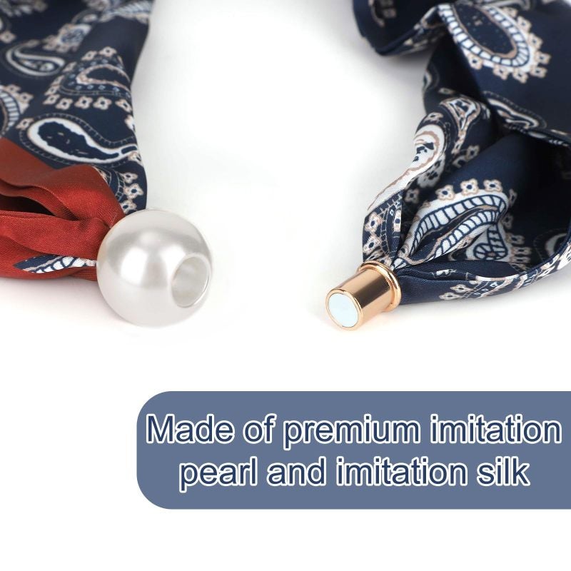 Satin Scarf Necklace 48x45cm Cashew Blue Effortless Magnetic Closure - Lightweight All-Day Comfort Silk Scarf Collar for Women Vintage Fashion - Image 4