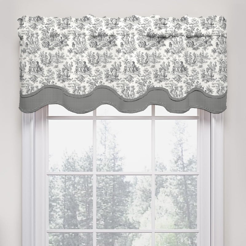 Waverly Charmed Life Classic French Country Rod Pocket Valance for Windows in Bedroom, Kitchen, or Living Room, 52" x 18", Onyx - Image 2