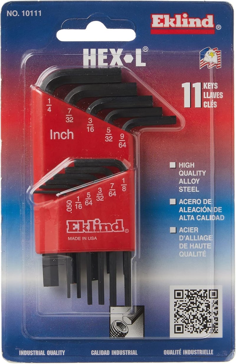 Eklind Tool EKLIND 10111 Hex-L Key allen wrench - 11pc set SAE Inch Sizes .050-1/4 Short series - Image 2