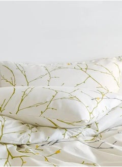 LUNA Home Queen size 6 pieces twigs print duvet cover set, beige color.  - Image 3