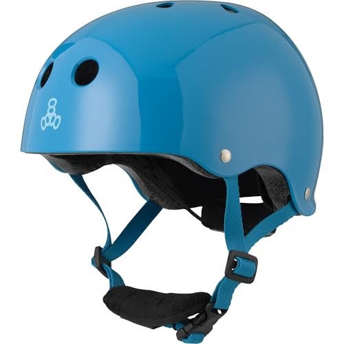 Triple Eight LIL 8 Dual Certified Sweatsaver Kids Skateboard and Bike Helmet with Padded Chin Buckle, Blue Glossy, (3928) - Image 1