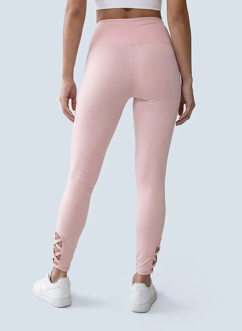 Cardio Bunny CB-SS26-LG-60_Pink_OD Women's Seamless Compression High-Waist Ankle Strap Seamless Leggings for Women | Best Price UAE