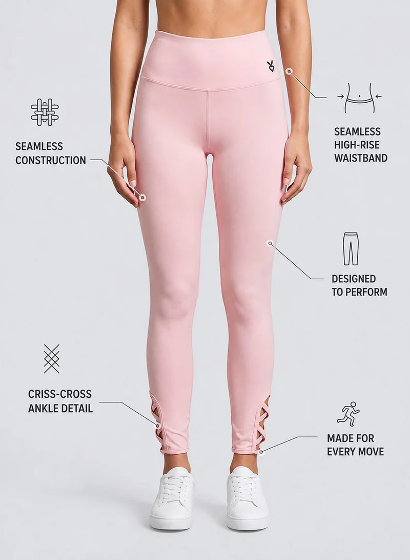 Cardio Bunny Women's Seamless Compression High-Waist Ankle Strap Seamless Leggings