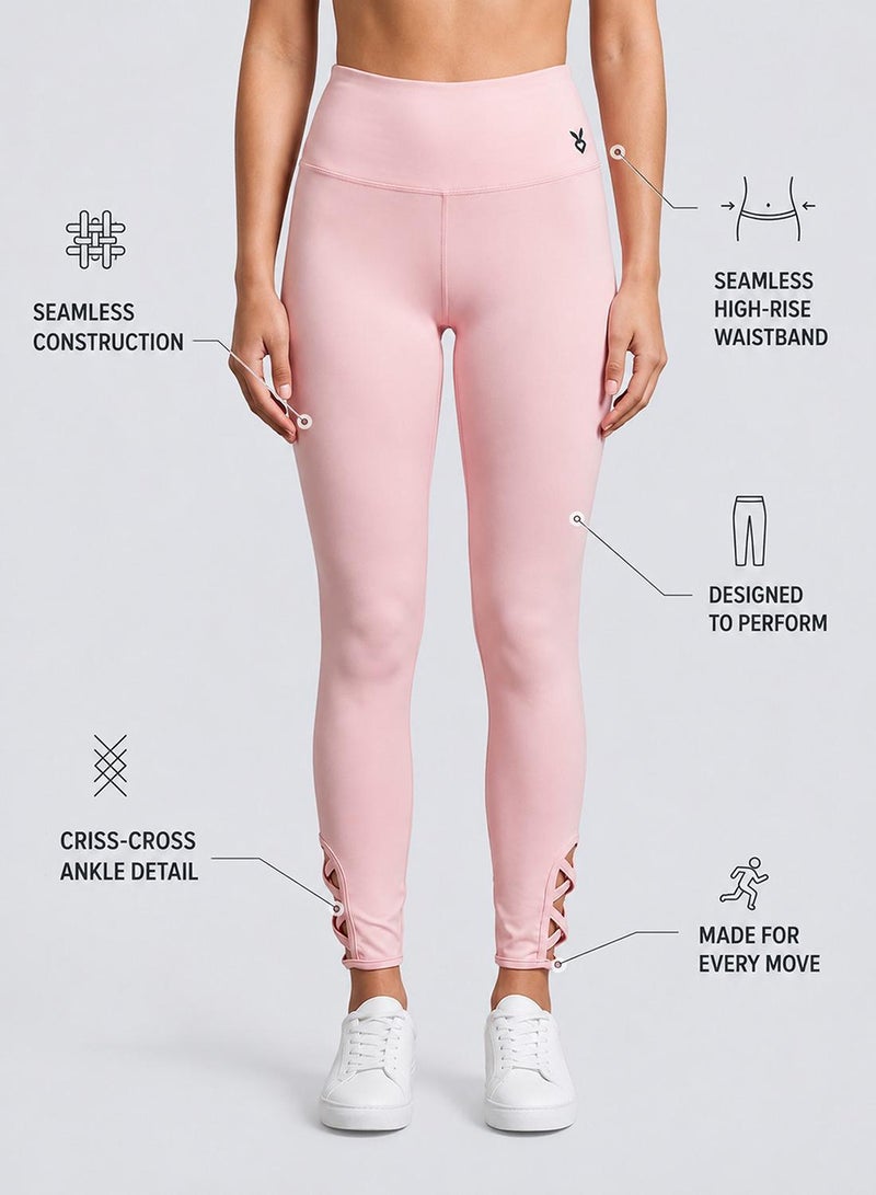 Cardio Bunny Women's Seamless Compression High-Waist Ankle Strap Seamless Leggings - Image 2
