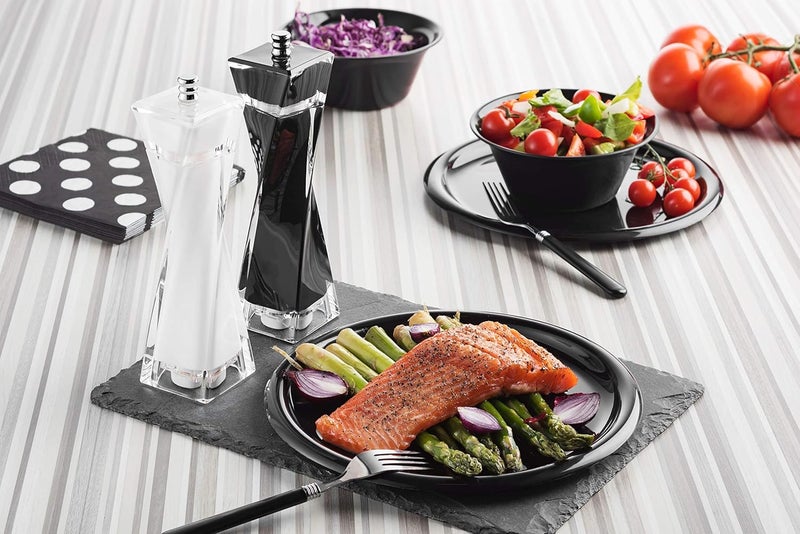MITBAK Acrylic Black/White Salt and Pepper Grinders Set | Sea Salt and Pepper Mills Easy to Use and Equipped with Adjustable Coarseness And Ceramic Mechanism| Unique Kitchen | Premium Quality - Image 3