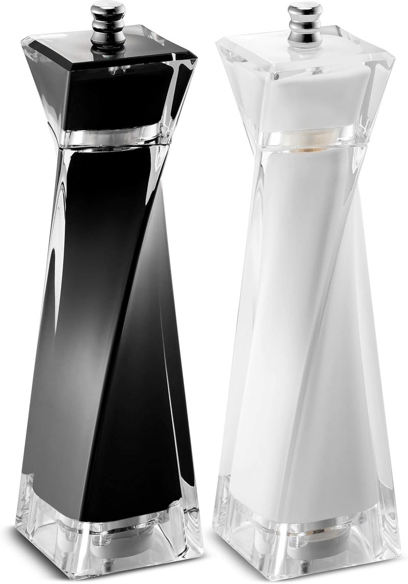 MITBAK Acrylic Black/White Salt and Pepper Grinders Set | Sea Salt and Pepper Mills Easy to Use and Equipped with Adjustable Coarseness And Ceramic Mechanism| Unique Kitchen | Premium Quality - Image 5