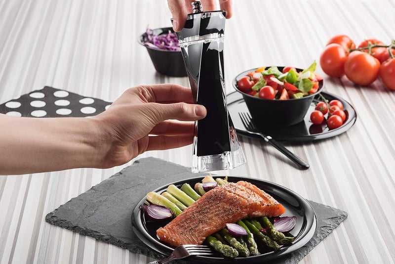 MITBAK Acrylic Black/White Salt and Pepper Grinders Set | Sea Salt and Pepper Mills Easy to Use and Equipped with Adjustable Coarseness And Ceramic Mechanism| Unique Kitchen | Premium Quality - Image 2