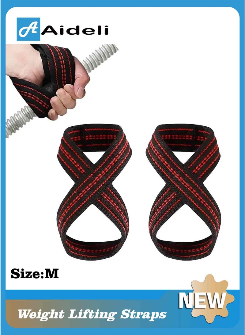 Aideli Figure 8 Weight Lifting Straps, 2PCS Gym Wrist Wraps for Deadlift, Pull-Ups, Powerlifting, Bodybuilding & Fitness Training Equipment - Image 1