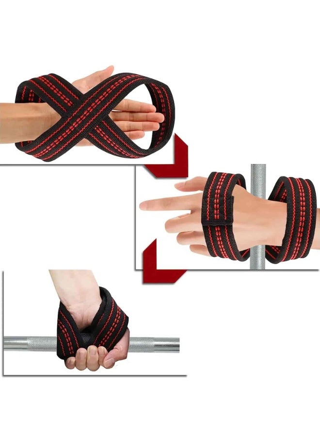 Aideli Figure 8 Weight Lifting Straps, 2PCS Gym Wrist Wraps for Deadlift, Pull-Ups, Powerlifting, Bodybuilding & Fitness Training Equipment - Image 3