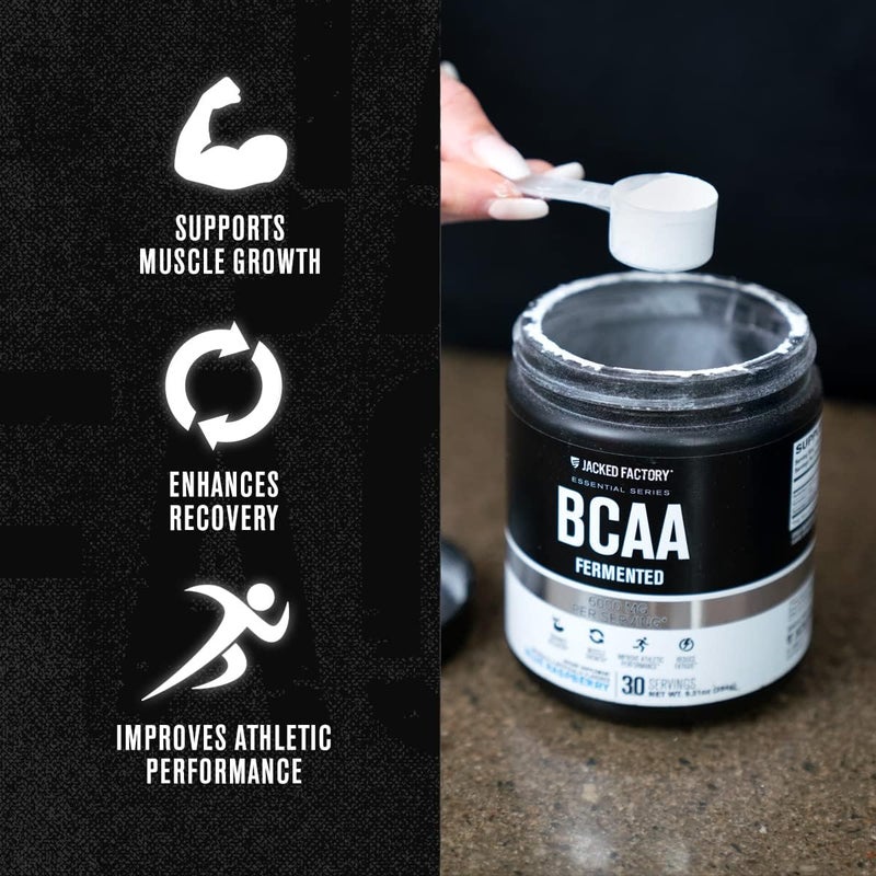 Jacked Factory BCAA Powder Fermented  6g Branched Chain Essential Amino Acid Supplement for Improved Muscle Recovery Reduced Fatigue Increased Strength Muscle Growth  30 Servings Fruit Punch - Image 5