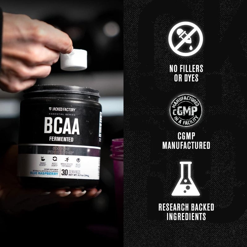 Jacked Factory BCAA Powder Fermented  6g Branched Chain Essential Amino Acid Supplement for Improved Muscle Recovery Reduced Fatigue Increased Strength Muscle Growth  30 Servings Fruit Punch - Image 4