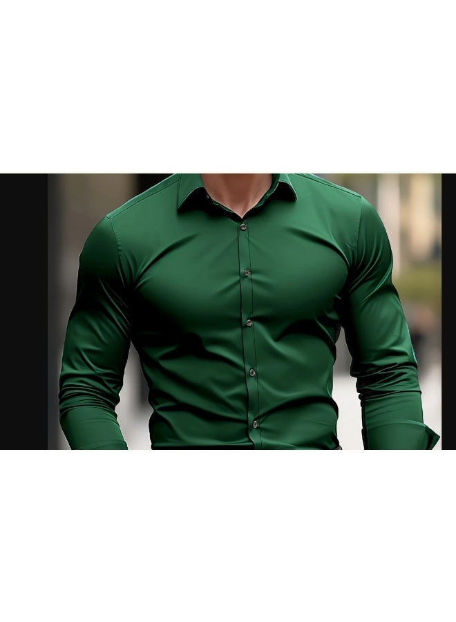 NIBEMINENT Men's Dress Shirts Long Sleeve Wrinkle Free Stretch Business Casual Wedding Button Down Shirt