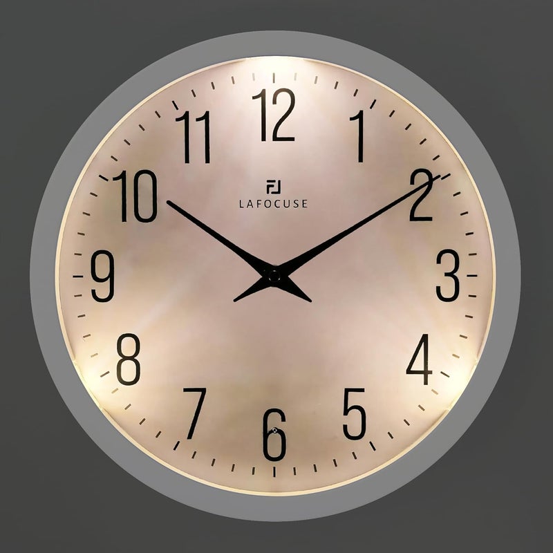 Lafocuse Night Light Wall Clock 30 cm without Ticking Noise, Modern White Wall Clock Glows in the Dark, Easy to Read Battery Operated Wall Clocks Decoration for Kitchen Living Room Bedroom - Image 1