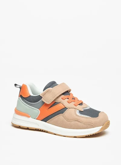 جونيورز Colourblock Sneakers with Hook and Loop Closure