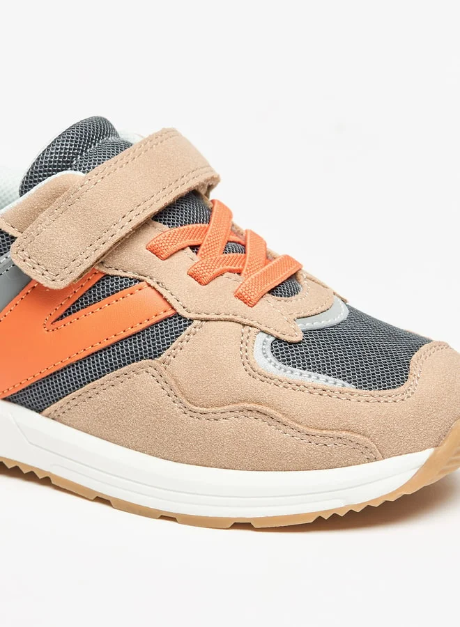 جونيورز Colourblock Sneakers with Hook and Loop Closure