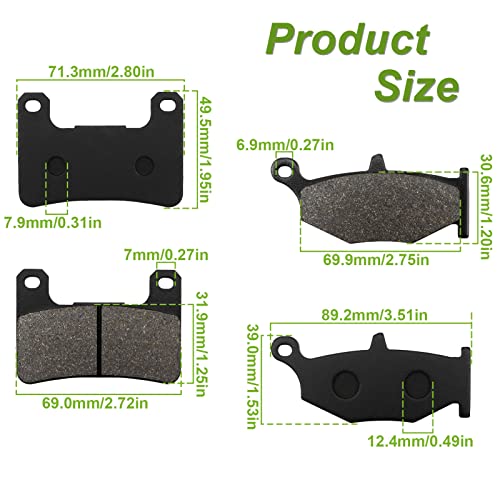 ZICOO Brake Pads Front and Rear for SUZUKI GSXR 600 GSXR600 GSXR 750 GSXR750 2006-2010, V-Strom DL1000 ABS 2014-2020, GSXR1000 GSXR 1000 K7/K8 2007-2010, GSX1300 GSX1300R 2008-2012 - Image 4