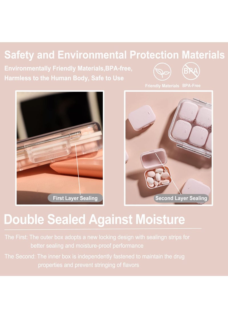 Zikra Daily Pill Organizer, 10 Compartments Portable Medicine Box, Combined Pill Case to Hold Vitamins, pill, Cod Liver Oil (Pink) - Image 3