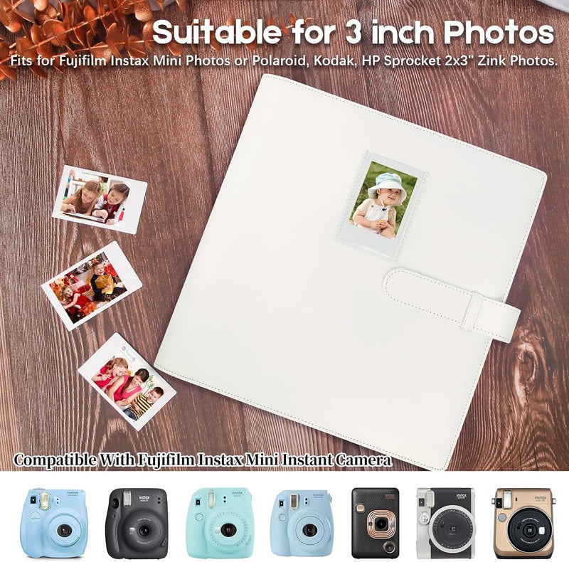 Veicevol 640 Pockets Photo Album for Fujifilm Instax Mini Camera, Leather Cover, Photo Album for Instax Mini 12 11 9 40 90 8 7 Evo LiPlay Instant Camera, (White) - Image 5