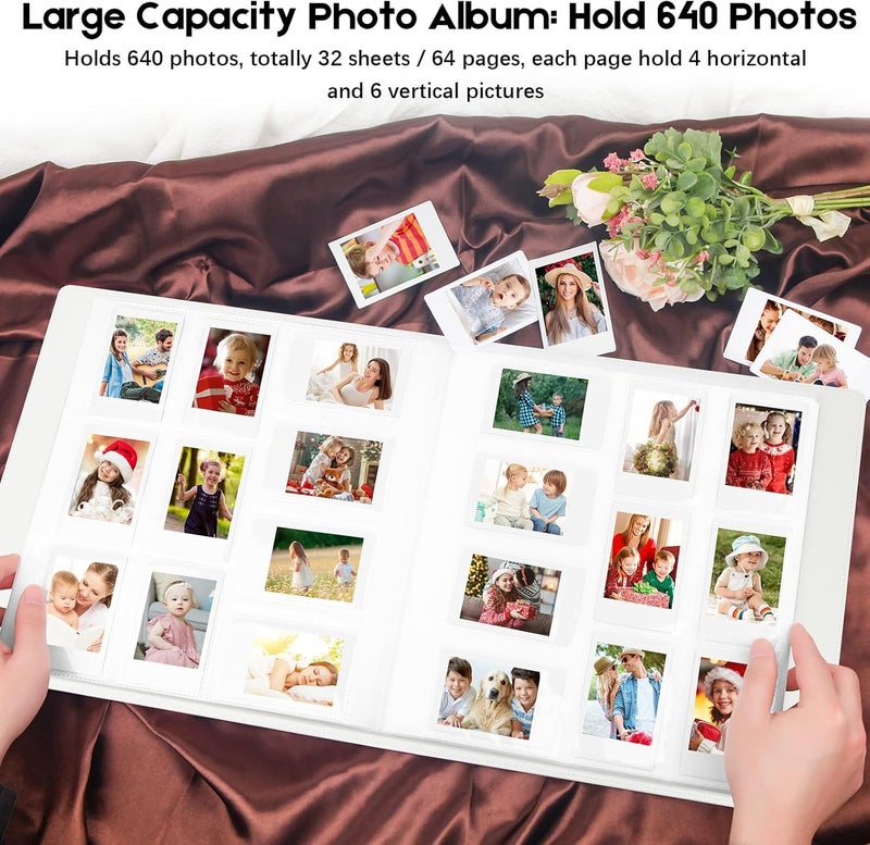 Veicevol 640 Pockets Photo Album for Fujifilm Instax Mini Camera, Leather Cover, Photo Album for Instax Mini 12 11 9 40 90 8 7 Evo LiPlay Instant Camera, (White) - Image 2