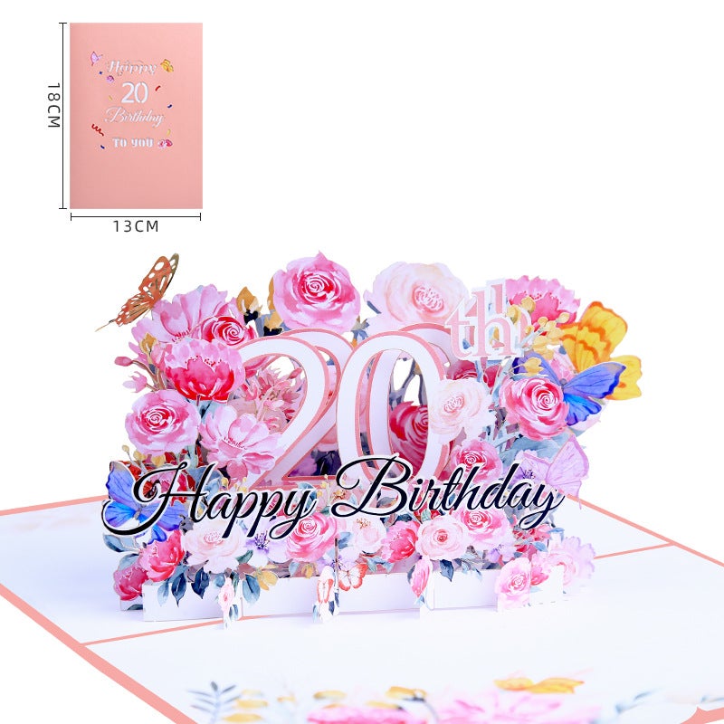 Creative Ins Flower Three-Dimensional Birthday Greeting Card Laser Hollow Writing Gift Small Fresh Handmade Blessing Special Paper - Image 1