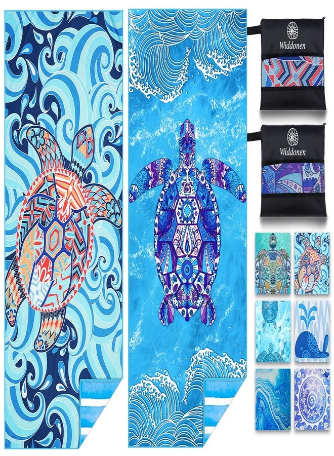 Widdonen 2 Pack Microfiber Lightweight Beach Towel Sand Free Quick Dry Absorbent Thin Compact Towels for Swimming Pool Camping Beach Accessories Large Easy Pack Travel Things for Vacation Essentials Gift - Image 1