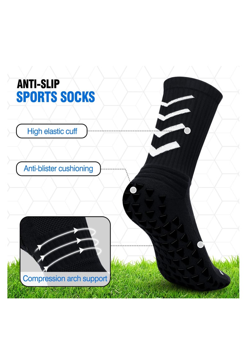SOLARAE 4 Pairs Grip Socks Soccer, Anti Slip Non-Slip Socks Mens Grip Pads Socks for Football Soccer Basketball Yoga Sports - Image 3