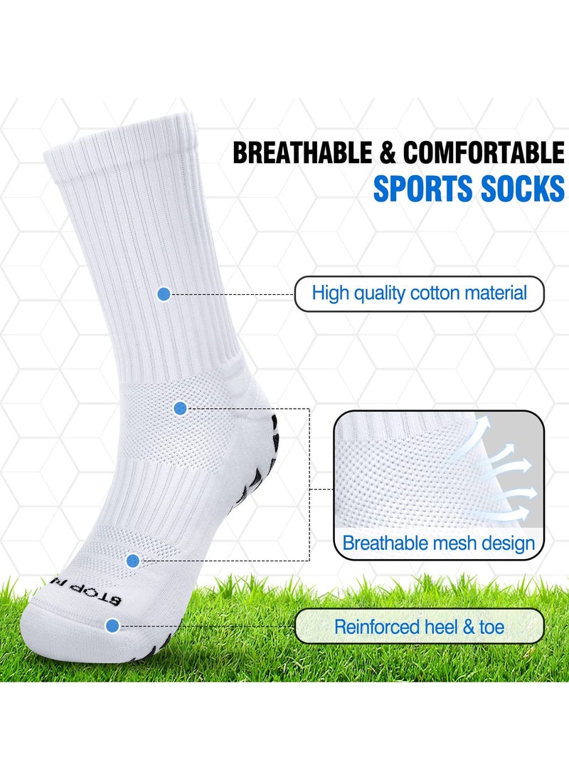 SOLARAE 4 Pairs Grip Socks Soccer, Anti Slip Non-Slip Socks Mens Grip Pads Socks for Football Soccer Basketball Yoga Sports - Image 4