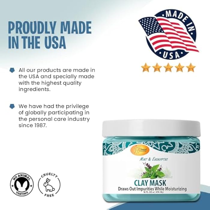SPA REDI - Clay Mask, Mint and Eucalyptus, 16 Oz - Pedicure and Body Deep Cleansing, Skin Pore Purifying, Detoxifying and Hydrating - Image 3