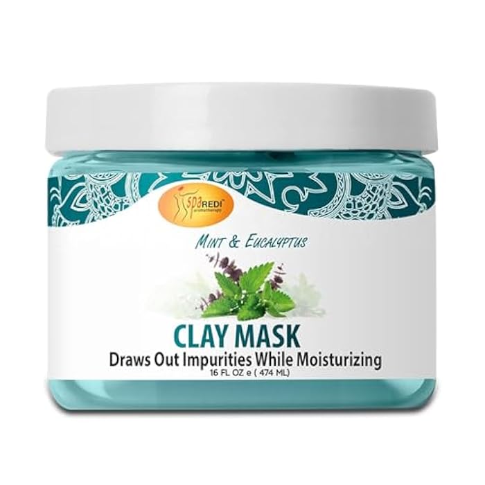 SPA REDI - Clay Mask, Mint and Eucalyptus, 16 Oz - Pedicure and Body Deep Cleansing, Skin Pore Purifying, Detoxifying and Hydrating - Image 1