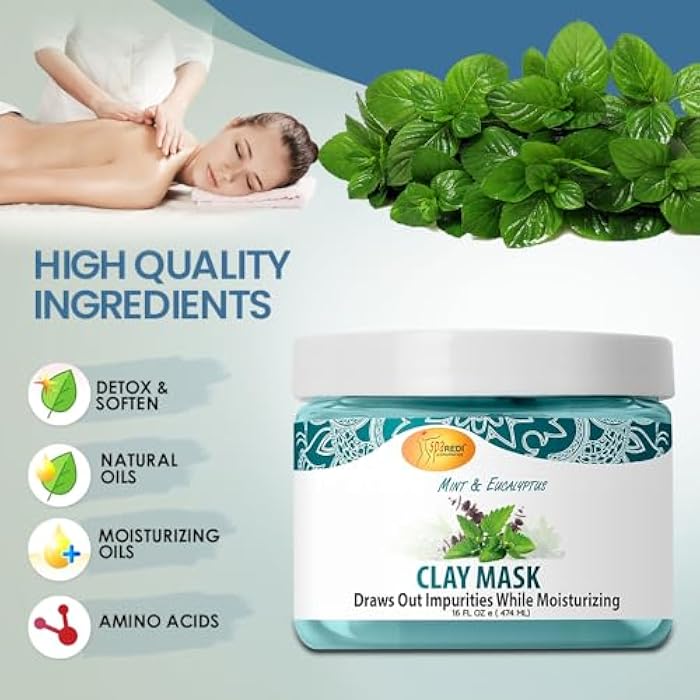 SPA REDI - Clay Mask, Mint and Eucalyptus, 16 Oz - Pedicure and Body Deep Cleansing, Skin Pore Purifying, Detoxifying and Hydrating - Image 5