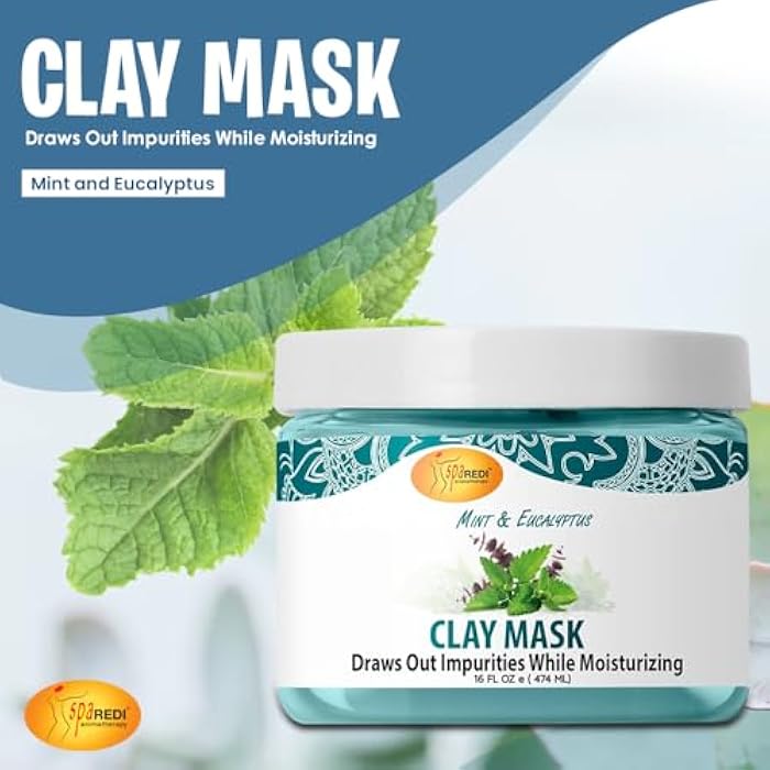 SPA REDI - Clay Mask, Mint and Eucalyptus, 16 Oz - Pedicure and Body Deep Cleansing, Skin Pore Purifying, Detoxifying and Hydrating - Image 2