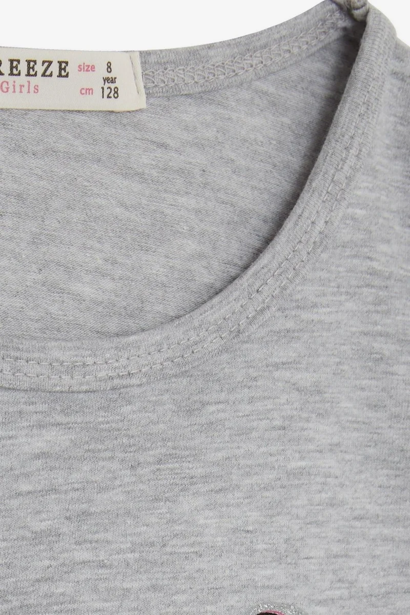 بريز Girl's Long Sleeve T-Shirt Girl Looks 4-9 Years, Gray Melange