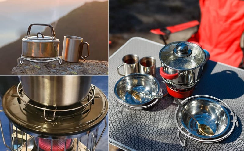 LSARI Stainless Steel Round Table Ring Set, Hot Pot Stand, Trivet, Set of 4 - Image 3