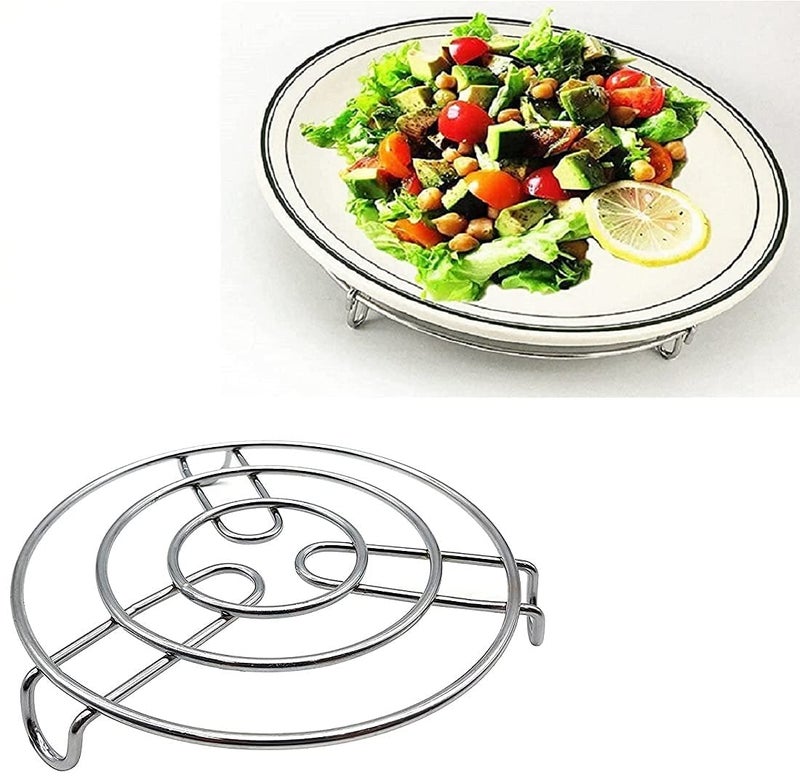 LSARI Stainless Steel Round Table Ring Set, Hot Pot Stand, Trivet, Set of 4 - Image 2
