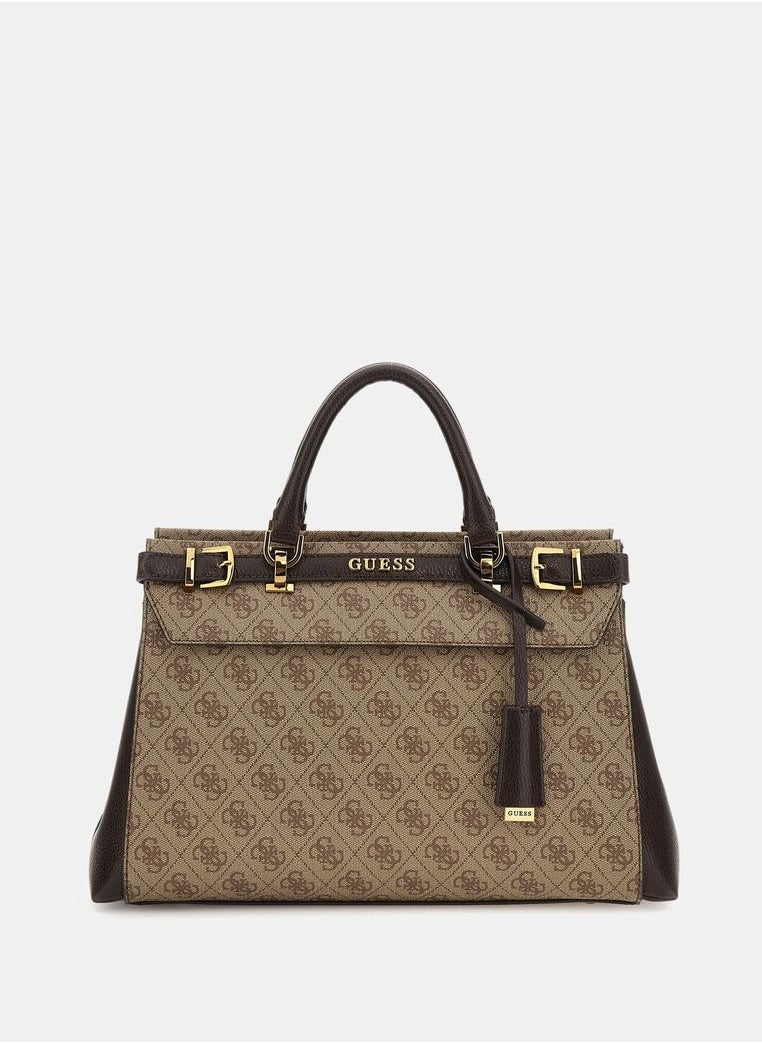 GUESS - Sestri Logo Womens NOELLE Shoulder Handbag Brown - Image 1