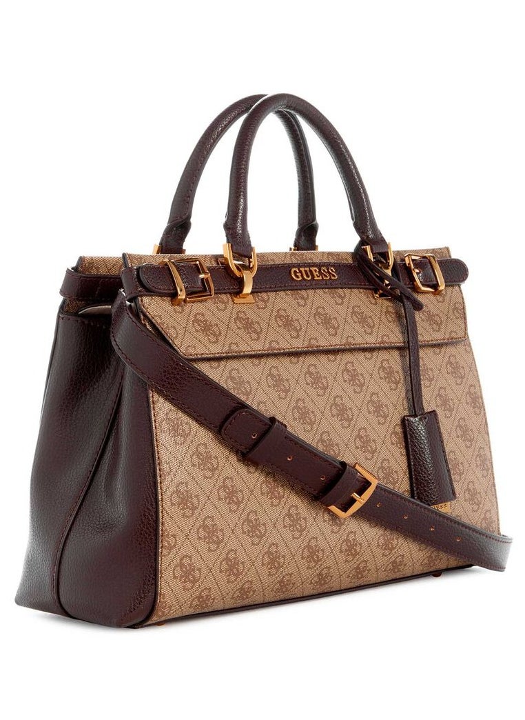 GUESS - Sestri Logo Womens NOELLE Shoulder Handbag Brown - Image 1