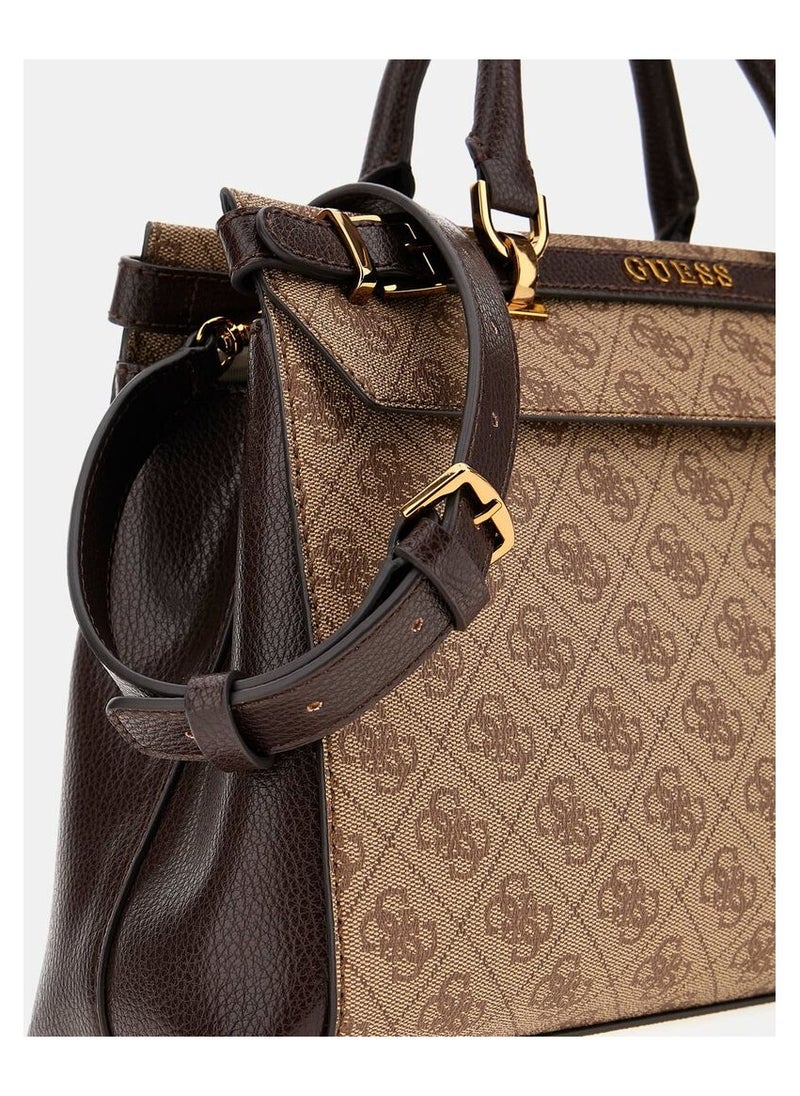 GUESS - Sestri Logo Womens NOELLE Shoulder Handbag Brown - Image 1