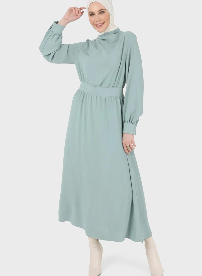Refka by modanisa Shawl Neck Tiered Dress