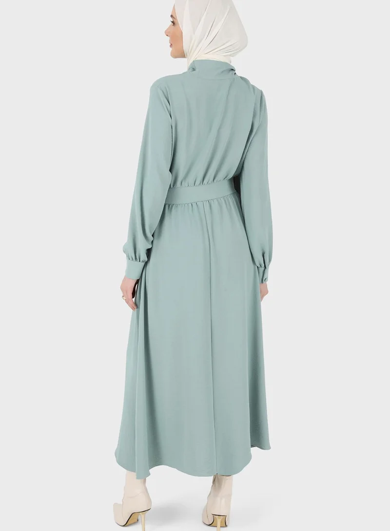 Refka by modanisa Shawl Neck Tiered Dress