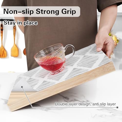 GTJ Drawer and Shelf Liner for Kitchen CabinetNonAdhesive Cabinet Liner 12in x 20FTWaterproof Shelf Paper NonSlip Mats Cupboard Liners Contact Protect DresserShelvesTableSquare Stripes - Image 3