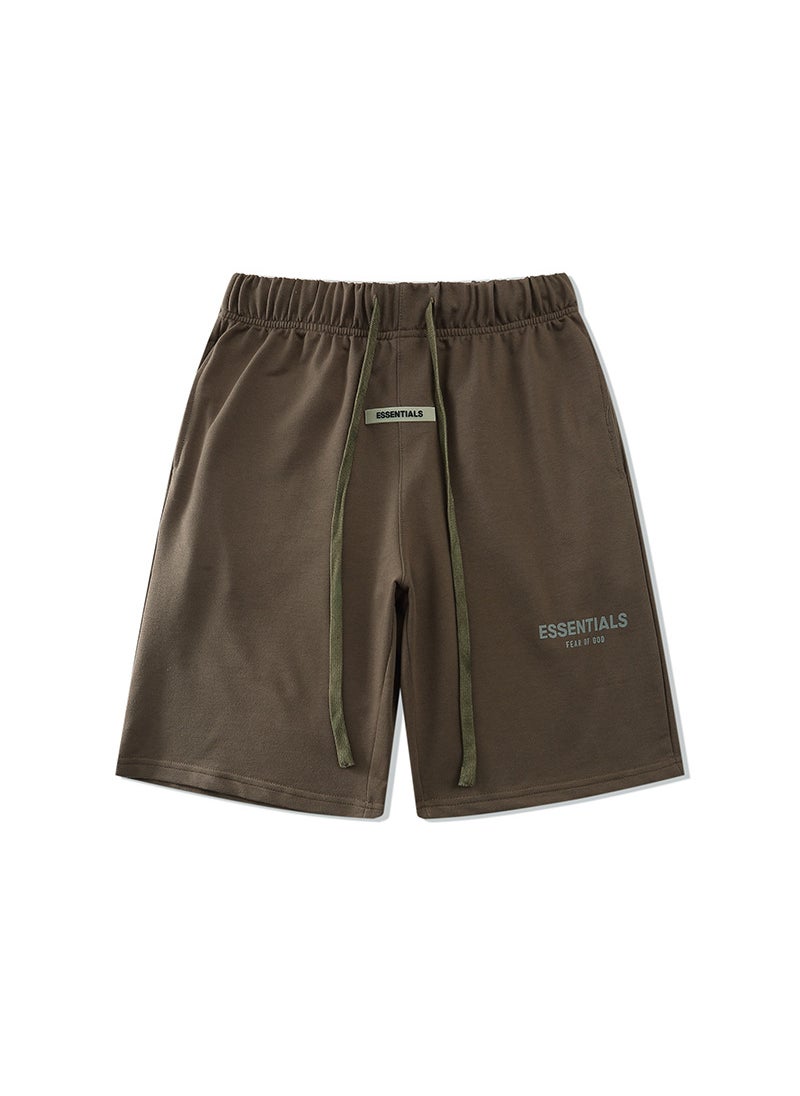 Generic - Unisex FOG Essentials Heavyweight Cotton Tee 21106 brown shorts - Image 1