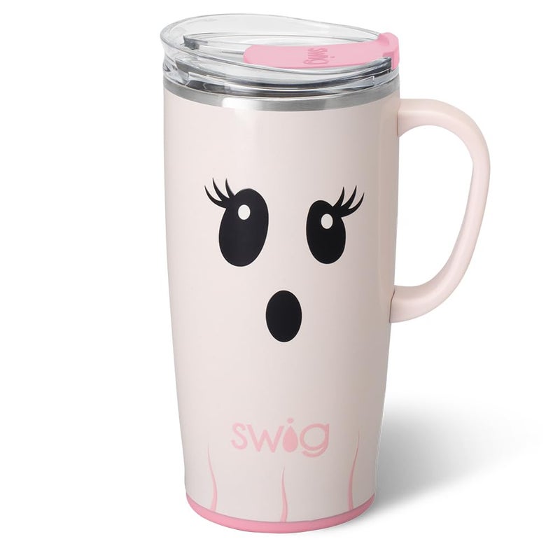 Swig Life 22oz Travel Mug Halloween Insulated Tumbler with Handle and Lid Travel Coffee Mug Cup Holder Friendly Stainless Steel 22 oz Tumbler Reusable Insulated with Lid Boo Crew Ghost - Image 2