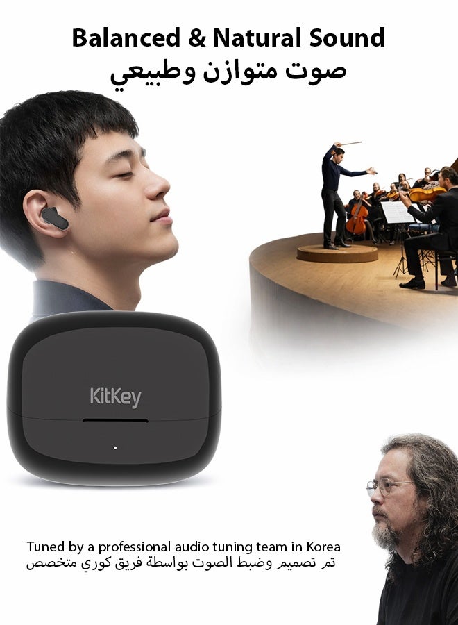 KitKey Korean Brand R7 Bluetooth Earbuds with ANC Noise Cancelling, True Wireless Earbuds, 13mm Deep Bass, Bluetooth 6.0, 35H Playtime, AI Clear Calls, IPX5 Waterproof Headphones – Black - Image 4