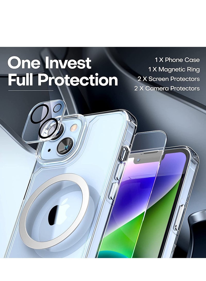 ELTRAZONE [5 in 1] for iPhone 14 Plus Case [Not Yellowing], with 2 Tempered Glass Screen Protectors+2 Camera Lens Protectors [Military Grade Protection] Shockproof Slim iPhone 14 Plus Case 6.7 Inch-Clear - Image 2