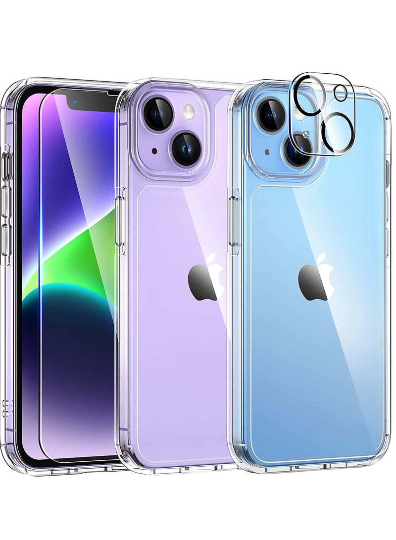 ELTRAZONE [5 in 1] for iPhone 14 Plus Case [Not Yellowing], with 2 Tempered Glass Screen Protectors+2 Camera Lens Protectors [Military Grade Protection] Shockproof Slim iPhone 14 Plus Case 6.7 Inch-Clear - Image 1