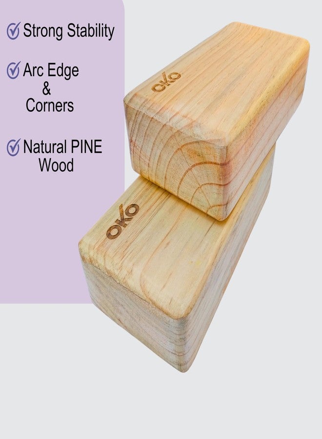 OKO Wooden Yoga Block, Pure Pine Wood Handstand Block, Support Brick to Deepen Poses, Improve Strength and Flexibility, Great for Yoga, Workout, Fitness & Gym - Brown | Pack Of - 2 | - Image 4