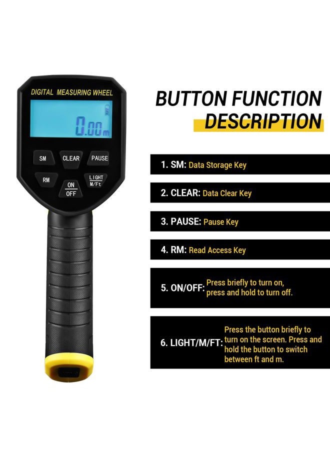 DEKOPRO Measuring Wheel: DEKOPRO 4V Digital Measuring Wheel in Feet, 12.5 Inch 99,999Ft/ 99,999M Digital Display Folding Wheel Measurement Roller with Storage Bag - Image 3
